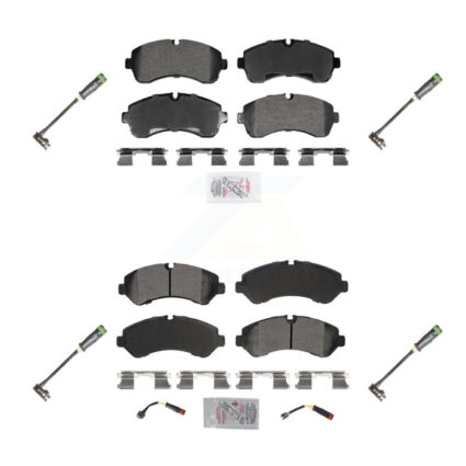 Front Rear Ceramic Disc Brake Pads & Extra Wear Sensor Kit For Freightliner Sprinter 3500 KNW-101292