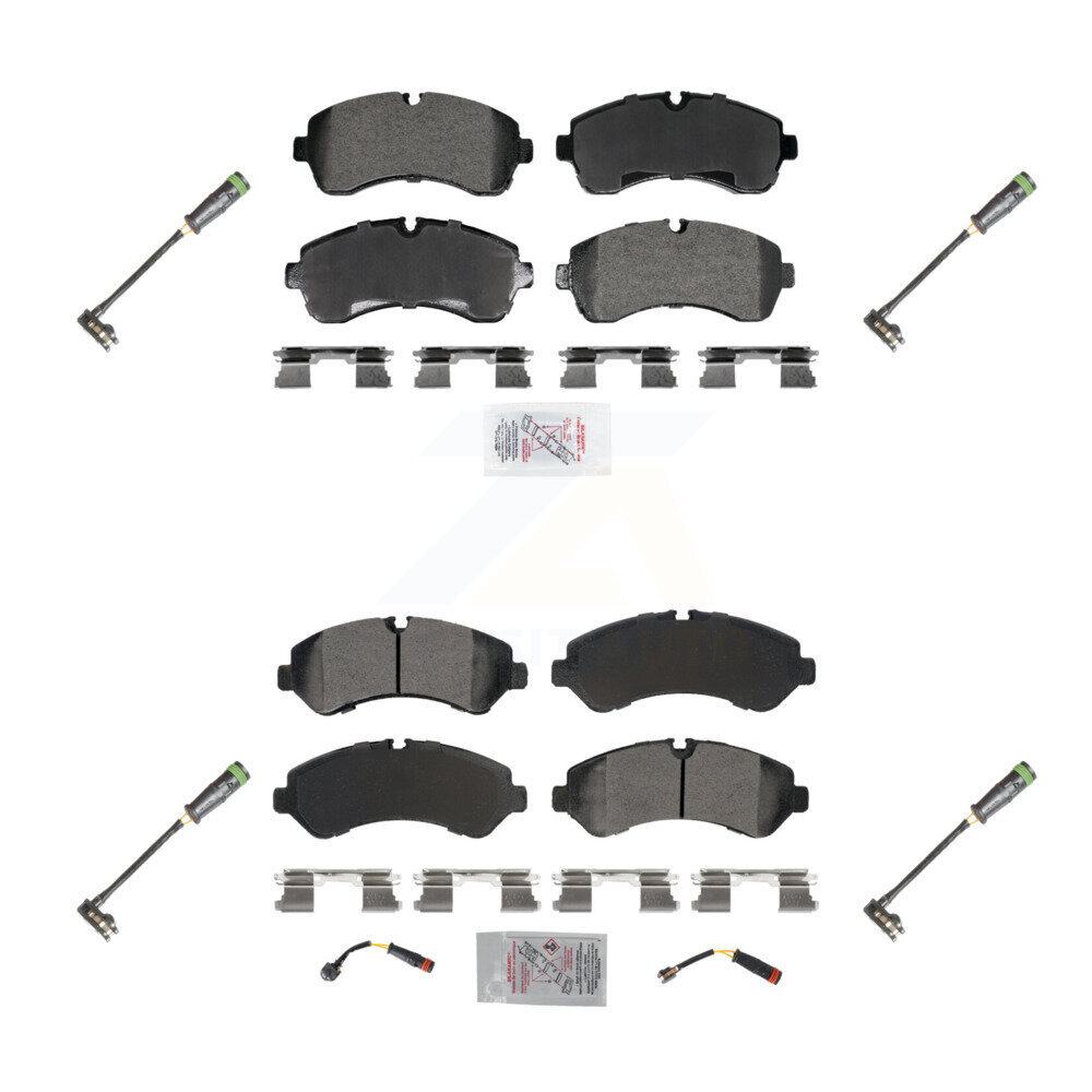 Front Rear Ceramic Disc Brake Pads & Extra Wear Sensor Kit For Freightliner Sprinter 3500 KNW-101292