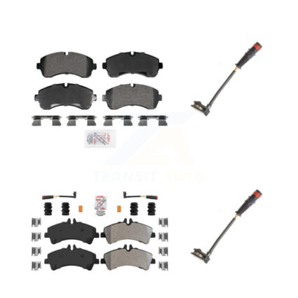 Front Rear Ceramic Disc Brake Pad Extra Wear Sensor Kit For 2009 Dodge Sprinter 3500 3.0L KNW-101310