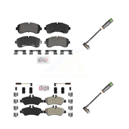 Front Rear Ceramic Disc Brake Pads & Extra Wear Sensor Kit For Freightliner Sprinter 3500 KNW-101313