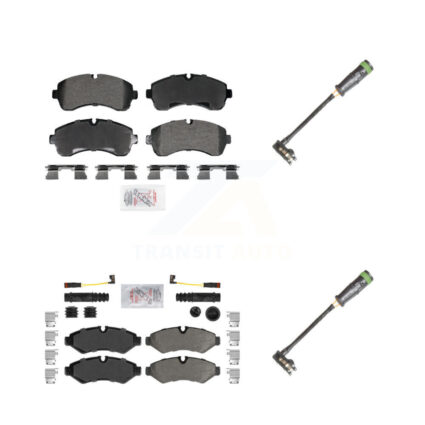 Front Rear Ceramic Brake Pads & Extra Wear Sensor Kit For Freightliner Sprinter 2500 3500 KNW-101327