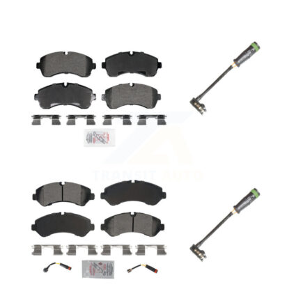 Front Rear Ceramic Disc Brake Pads & Extra Wear Sensor Kit For Freightliner Sprinter 3500 KNW-101328