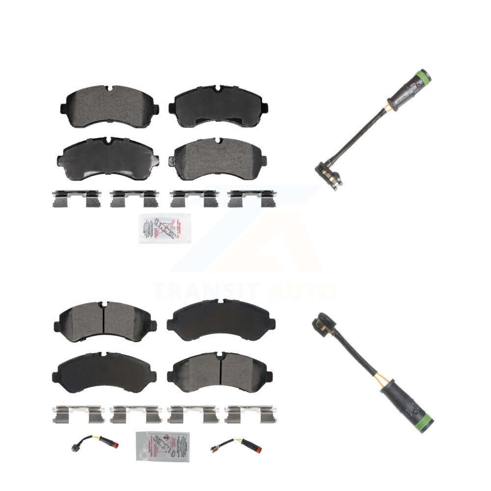 Front Rear Ceramic Disc Brake Pads & Extra Wear Sensor Kit For Freightliner Sprinter 4500 KNW-101330