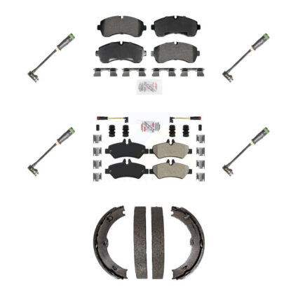 Front Rear Ceramic Brake Pad & Extra Wear Sensor Kit (7Pc) For Freightliner Sprinter 3500 KNW-101378