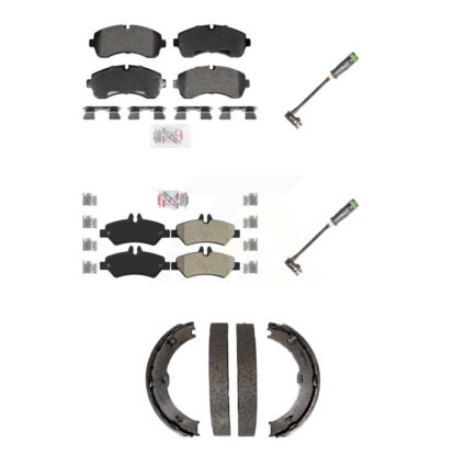 Front Rear Ceramic Disc Brake Pads & Wear Sensor Kit (5Pc) For Freightliner Sprinter 3500 KNW-101381