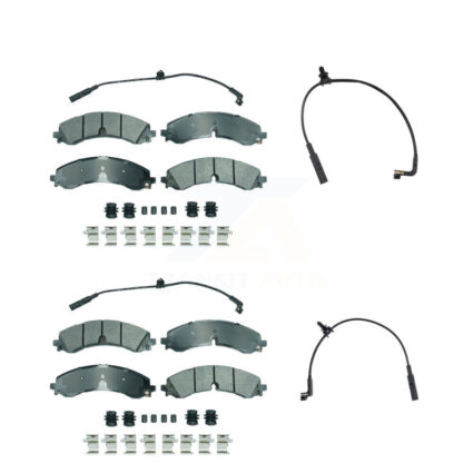 Front Rear Ceramic Brake Pads Extra Wear Sensor Kit For GMC Chevrolet Sierra 2500 HD 3500 KNW-101395