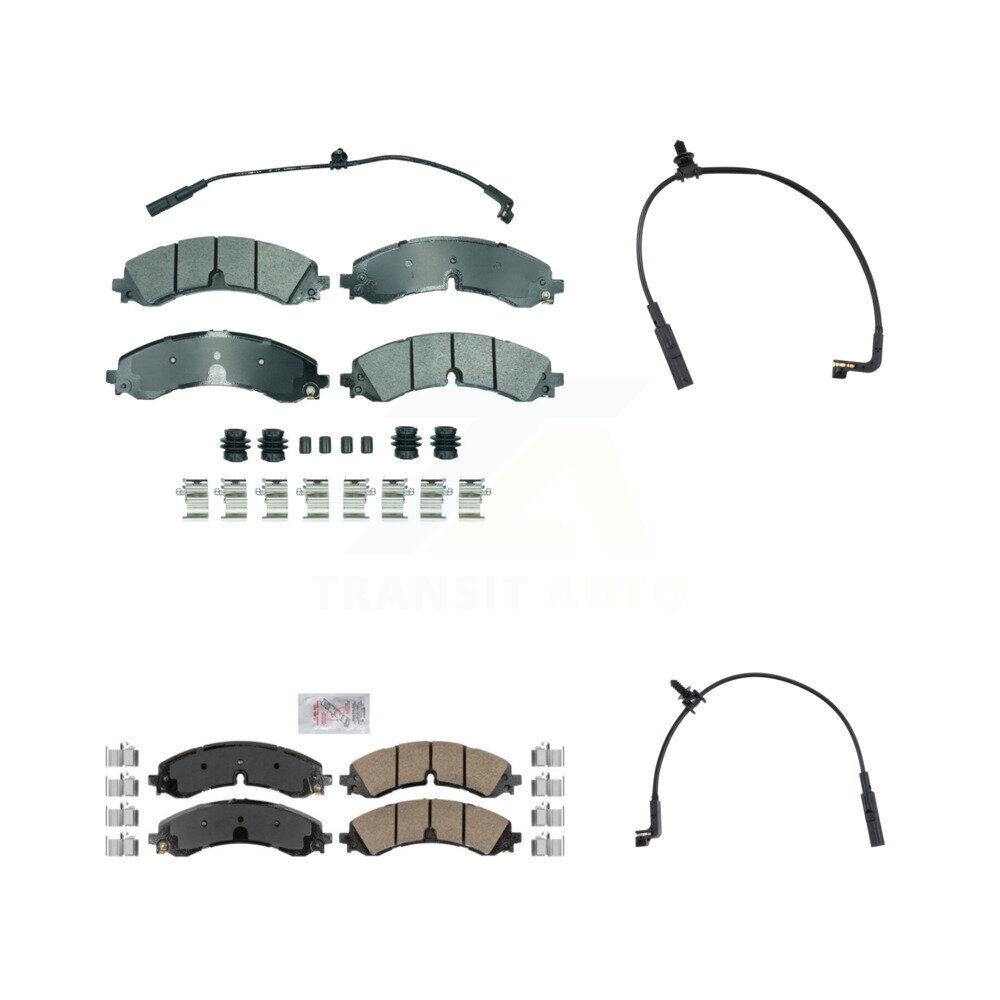 Front Rear Ceramic Brake Pads Extra Wear Sensor Kit For GMC Chevrolet Sierra 2500 HD 3500 KNW-101396