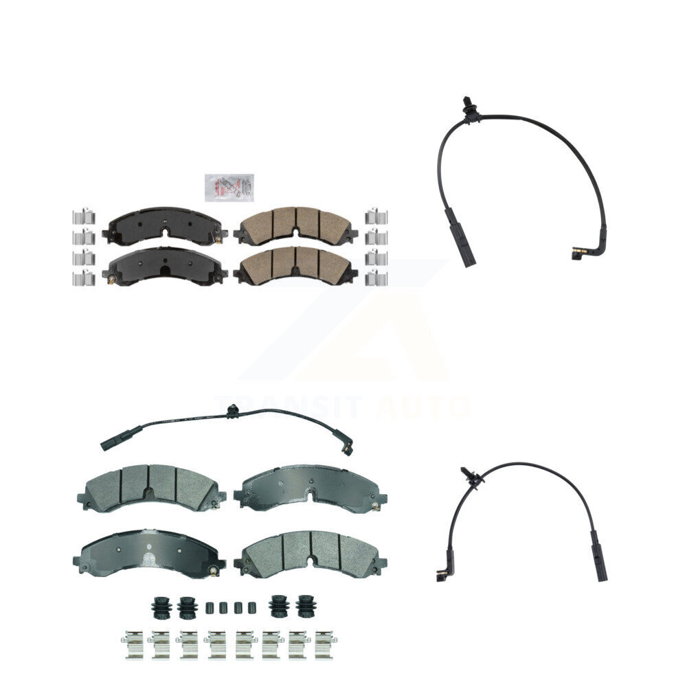 Front Rear Ceramic Brake Pads Extra Wear Sensor Kit For GMC Chevrolet Sierra 2500 HD 3500 KNW-101397