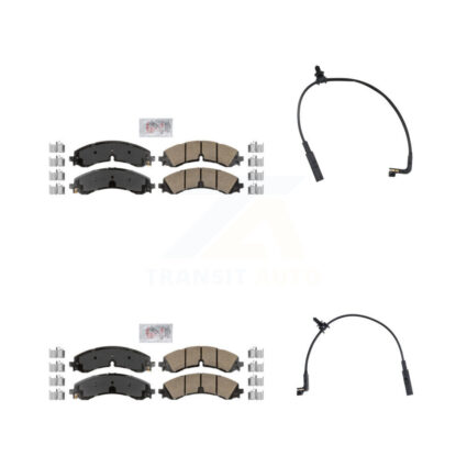 Front Rear Ceramic Brake Pad & Wear Sensor Kit For GMC Chevrolet Sierra 2500 HD Silverado KNW-101398