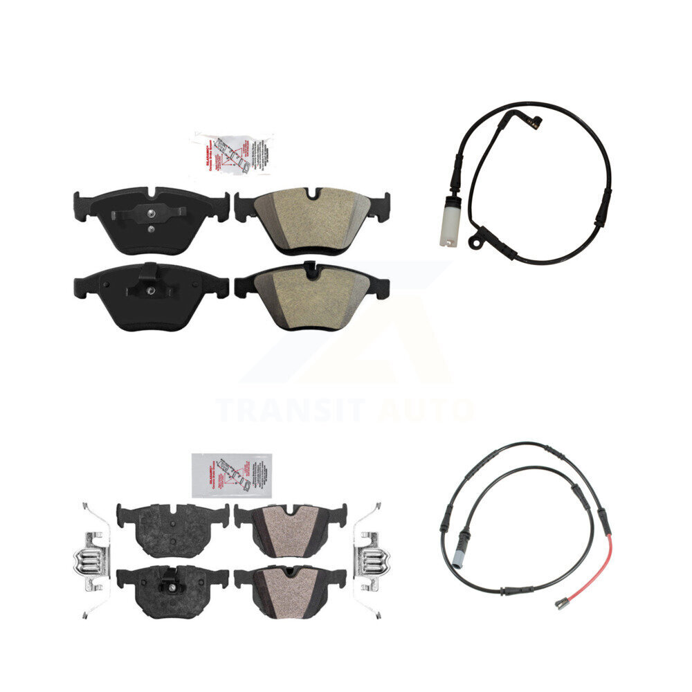 Front Rear Ceramic Disc Brake Pads And Wear Sensor Kit For 2009-2010 BMW 528i xDrive 3.0L KNW-101412