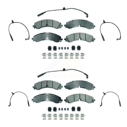 Front Rear Ceramic Brake Pads Extra Wear Sensor Kit For GMC Chevrolet Sierra 2500 HD 3500 KNW-101428