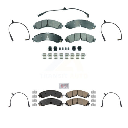 Front Rear Ceramic Brake Pads Extra Wear Sensor Kit For GMC Chevrolet Sierra 2500 HD 3500 KNW-101429