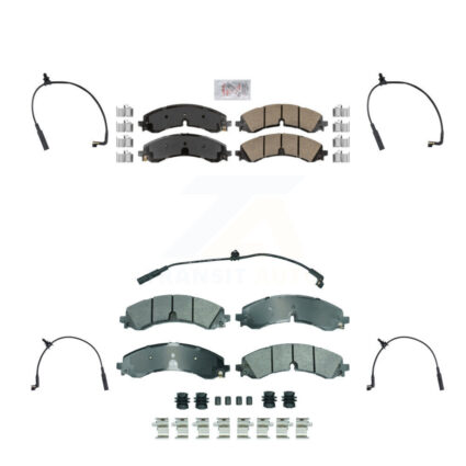 Front Rear Ceramic Brake Pads Extra Wear Sensor Kit For GMC Chevrolet Sierra 2500 HD 3500 KNW-101430