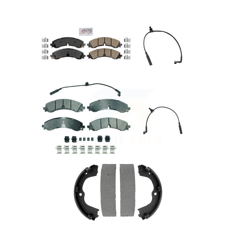 Front Rear Ceramic Brake Pad Extra Wear Sensor Kit (5Pc) For GMC Chevrolet Sierra 2500 HD KNW-101439
