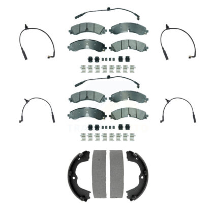 Front Rear Ceramic Brake Pad Extra Wear Sensor Kit (7Pc) For GMC Chevrolet Sierra 2500 HD KNW-101453