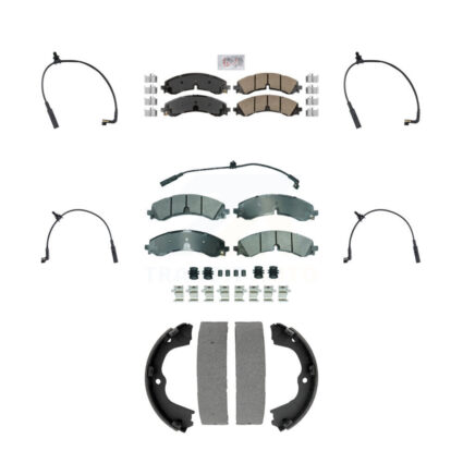 Front Rear Ceramic Brake Pad Extra Wear Sensor Kit (7Pc) For GMC Chevrolet Sierra 2500 HD KNW-101454