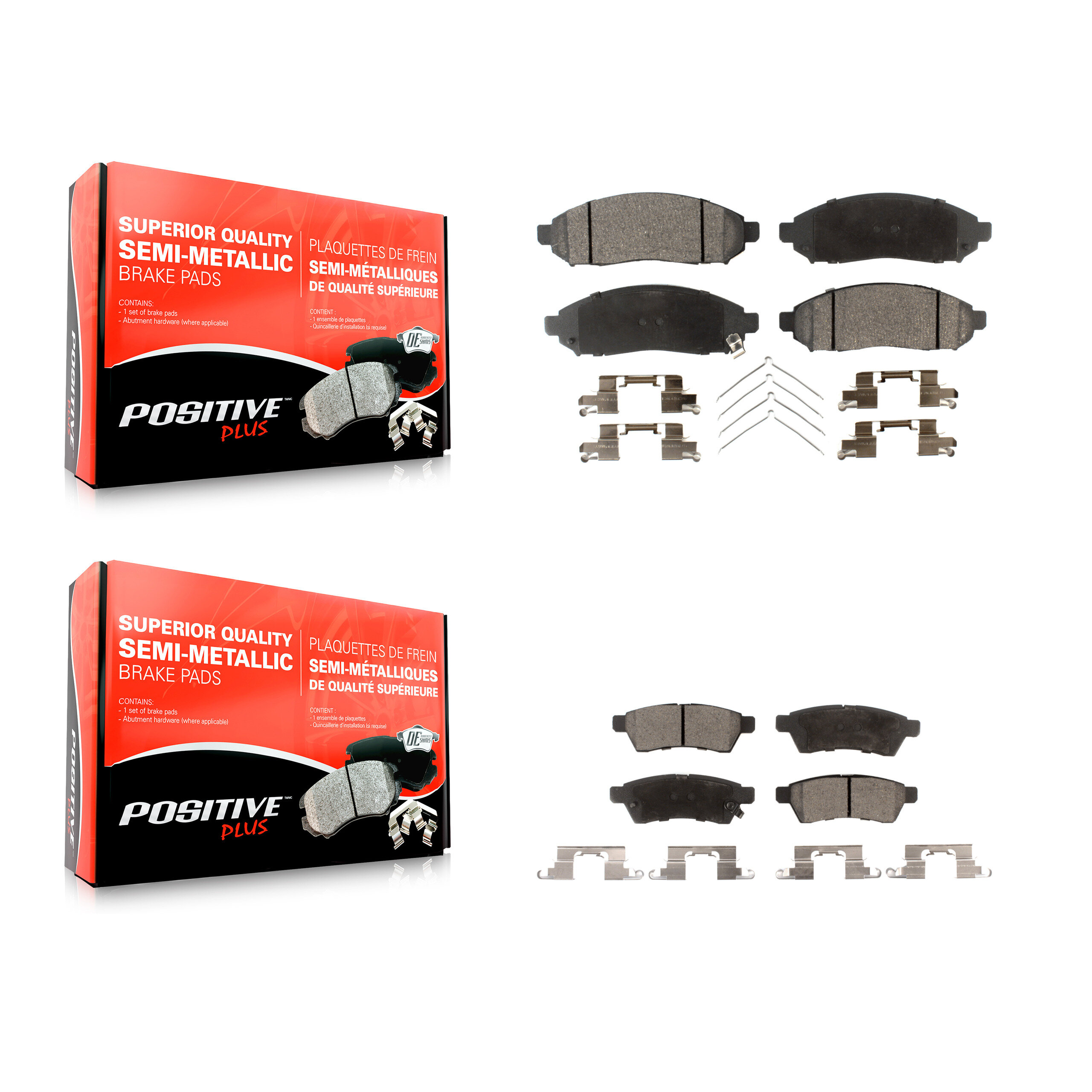 Front Rear Semi-Metallic Brake Pads Kit For Nissan Frontier Xterra Suzuki Equator KPF-100050