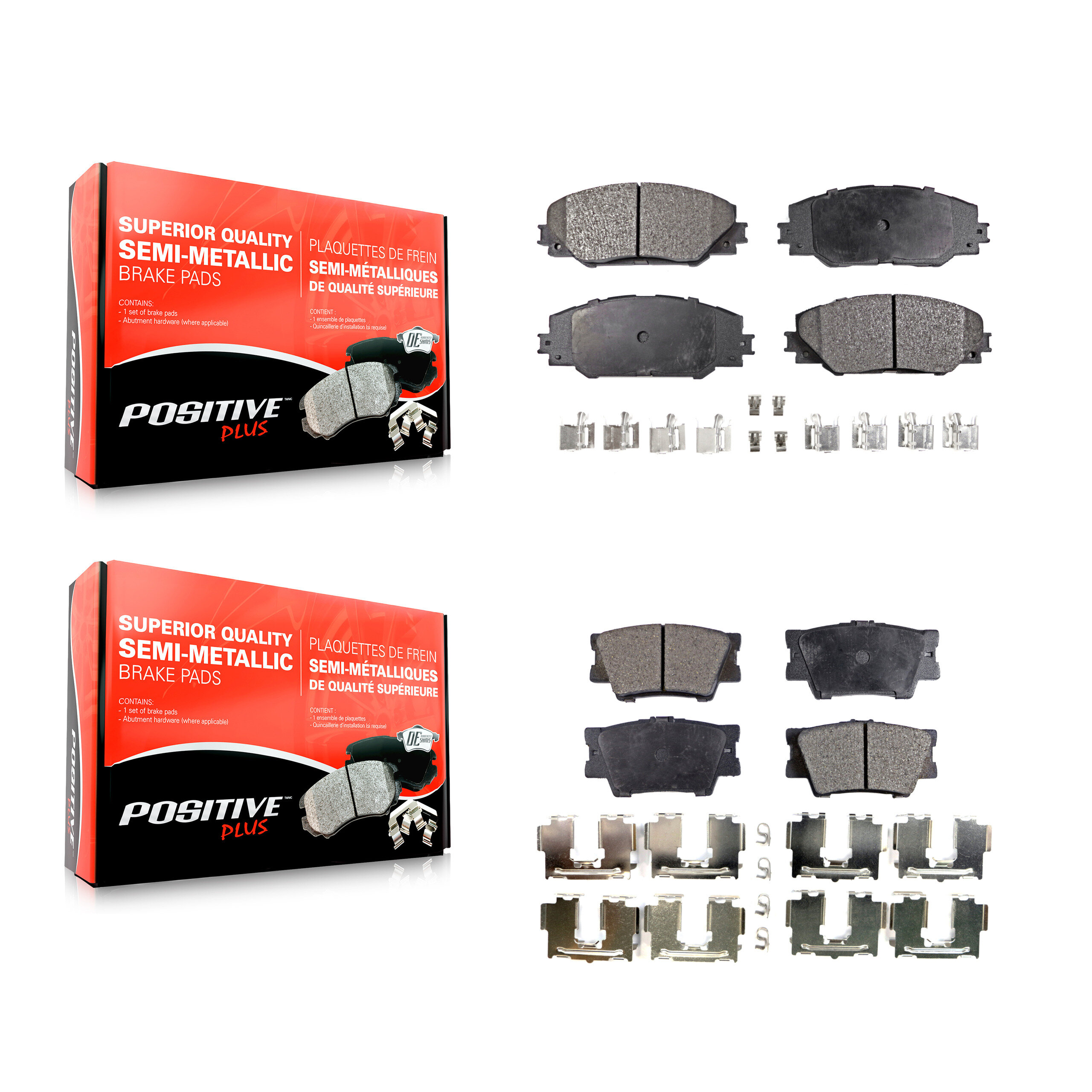 Front Rear Semi-Metallic Brake Pads Kit For Toyota RAV4 Matrix Pontiac Vibe KPF-100090