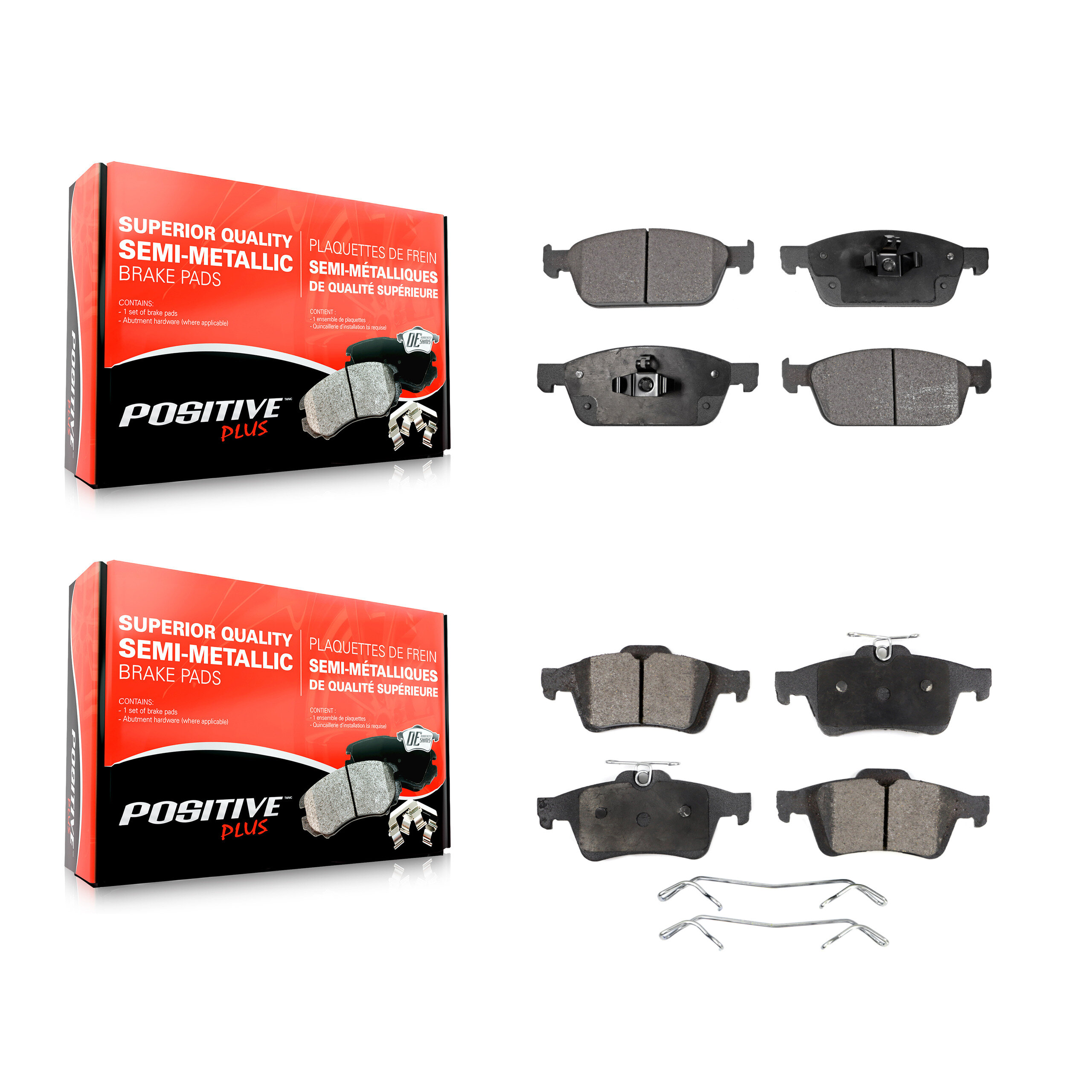 Front Rear Semi-Metallic Brake Pads Kit For Ford Escape Transit Connect KPF-100247