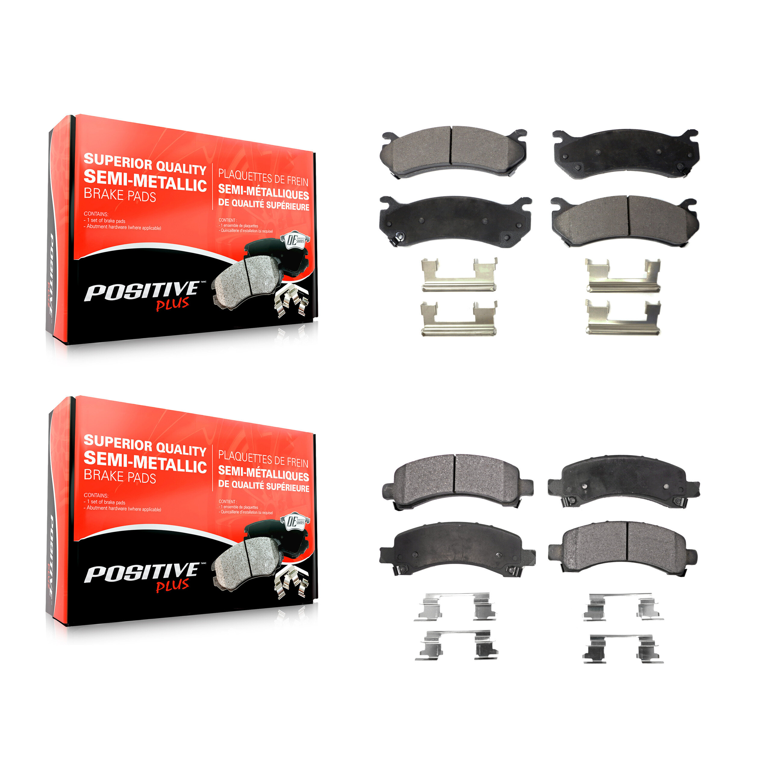 Front Rear Semi-Metallic Brake Pads Kit For Chevrolet Avalanche 1500 GMC Yukon Express XL KPF-100358