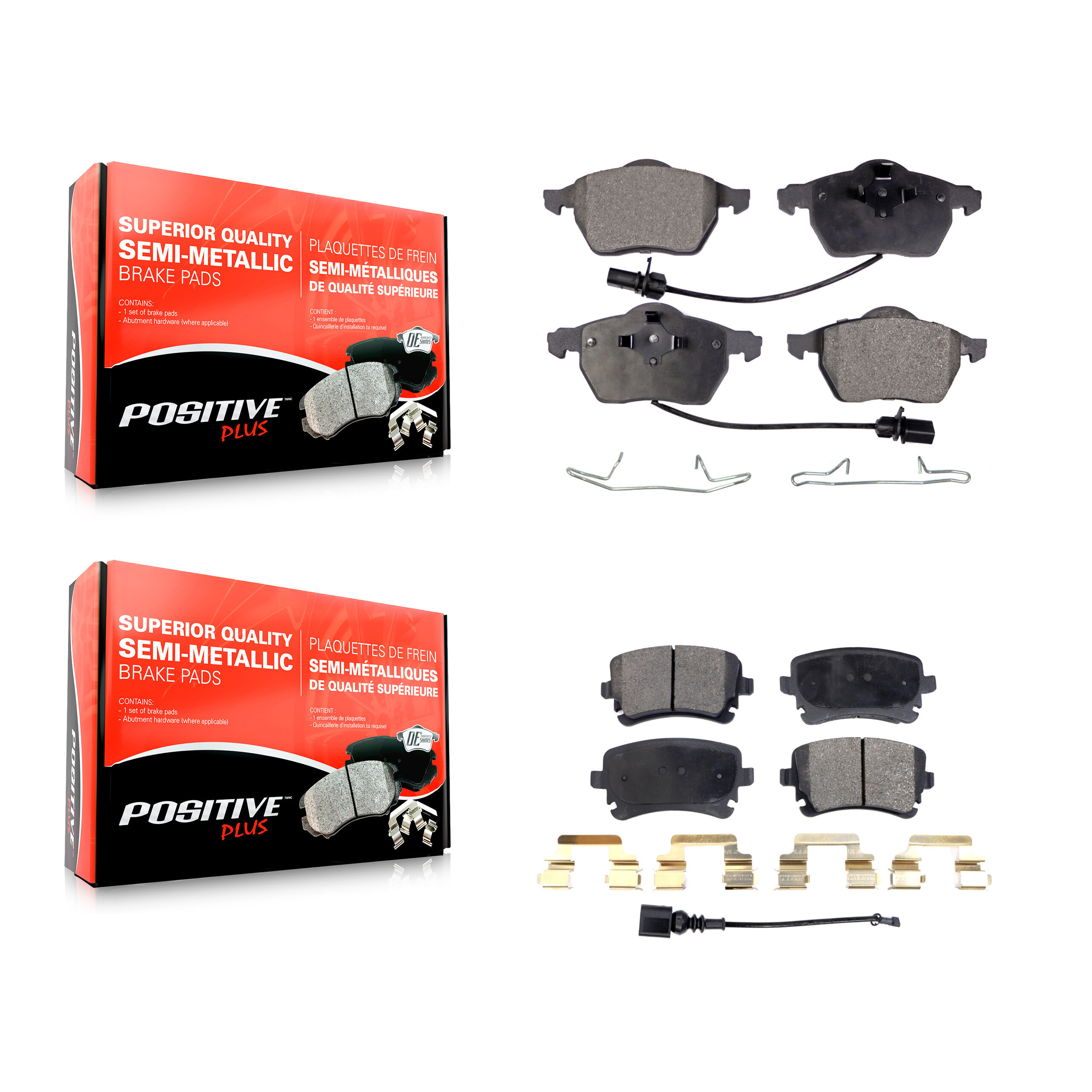 Front Rear Semi-Metallic Brake Pad Kit For 03-04 Audi RS6 With 312mm Diameter Rotor KPF-100378