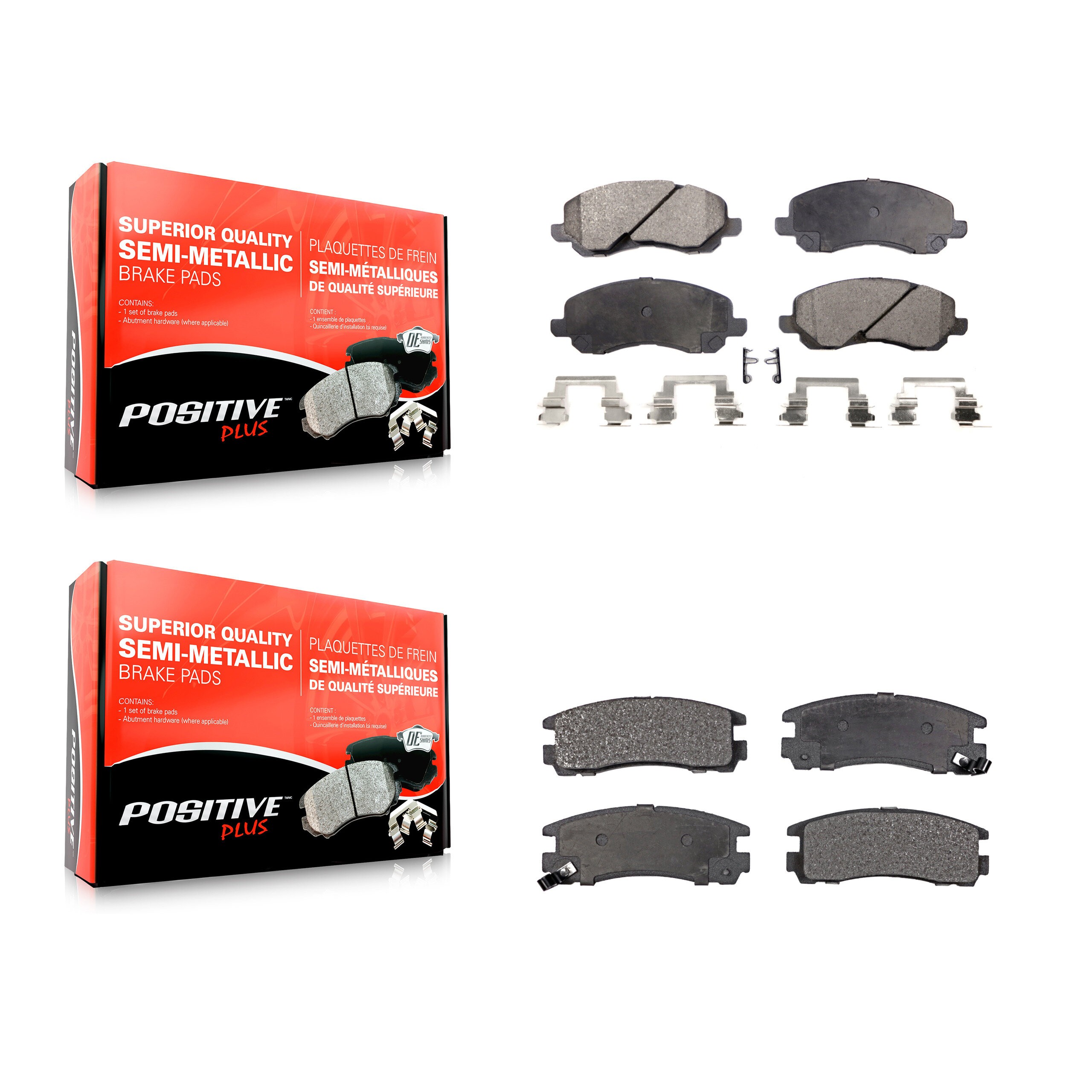 Front Rear Semi-Metallic Brake Pads Kit For Mitsubishi Chrysler Sebring Eclipse Galant KPF-100400