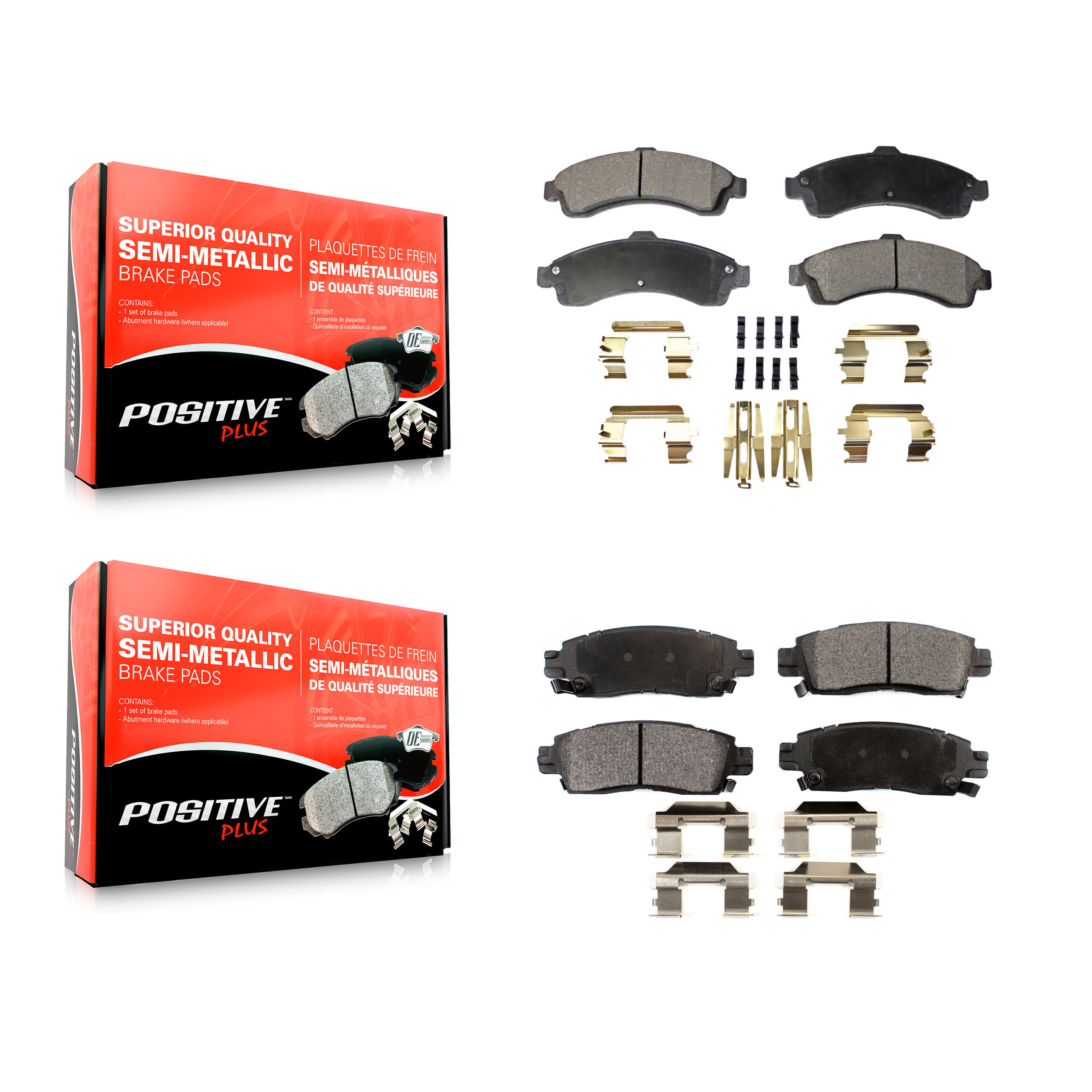 Front Rear Semi-Metallic Brake Pad Kit For GMC Chevrolet Envoy Trailblazer XL EXT SSR XUV KPF-100405