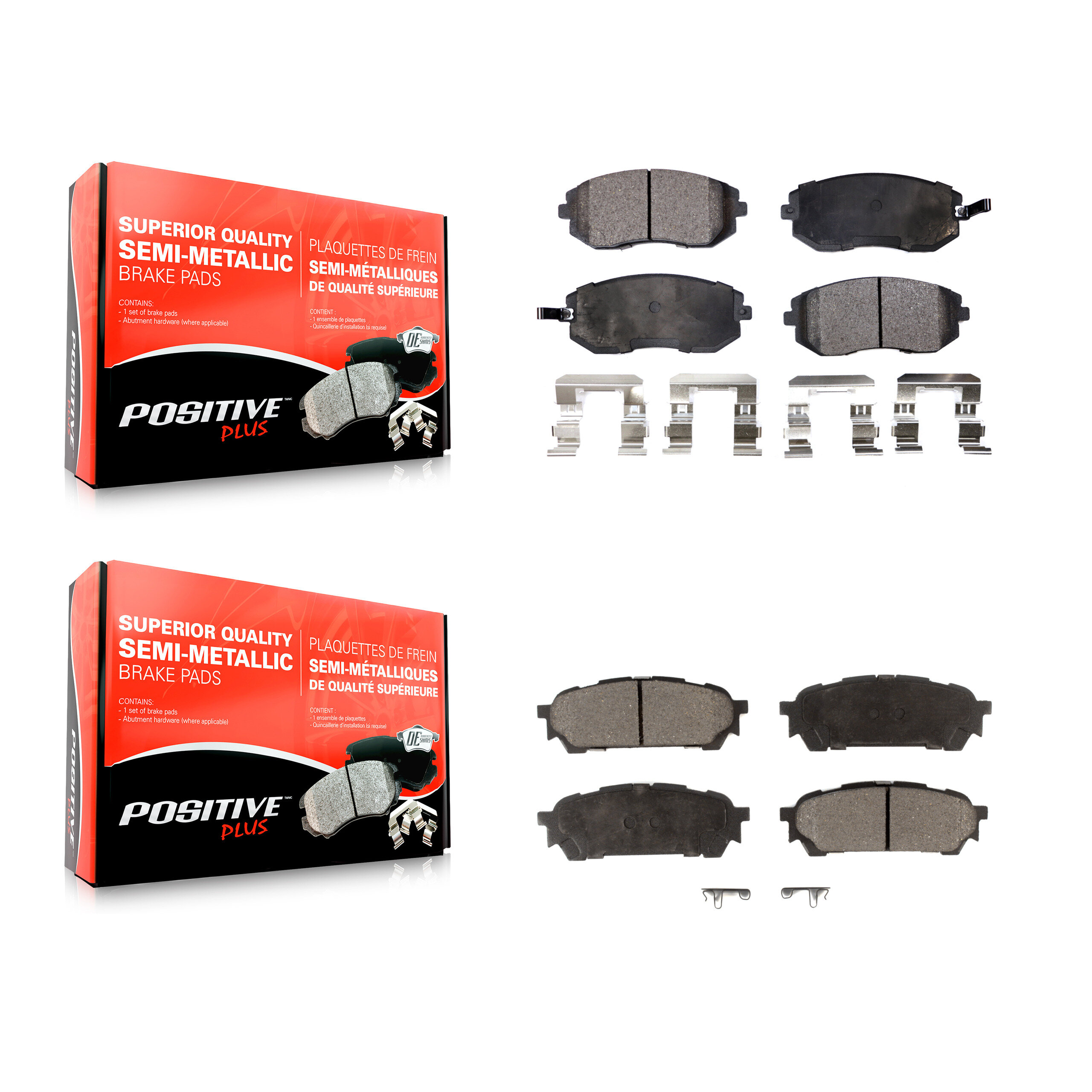 Front Rear Semi-Metallic Brake Pads Kit For Subaru Impreza Forester Saab 9-2X KPF-100434