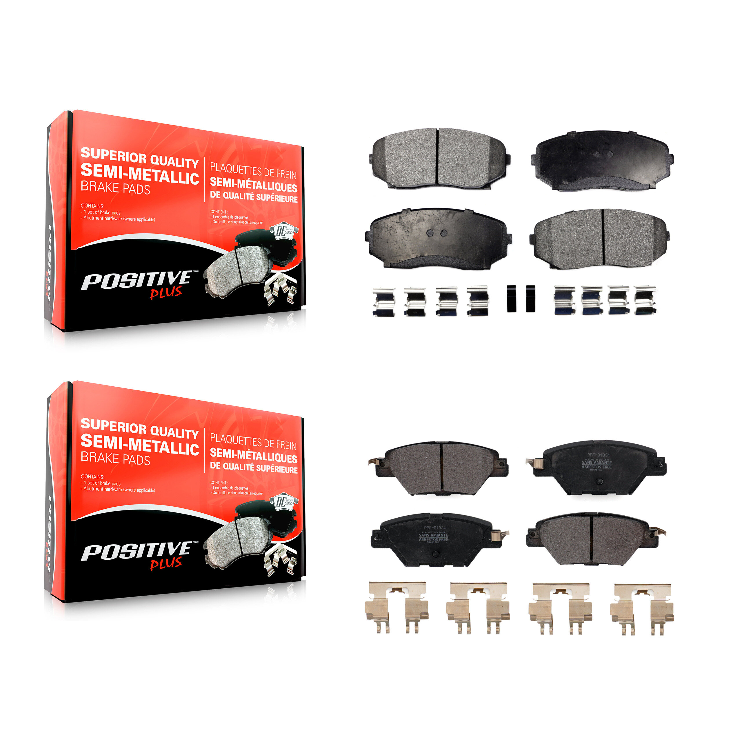 Front Rear Semi-Metallic Brake Pads Kit For 2016-2023 Mazda CX-9 KPF-100460