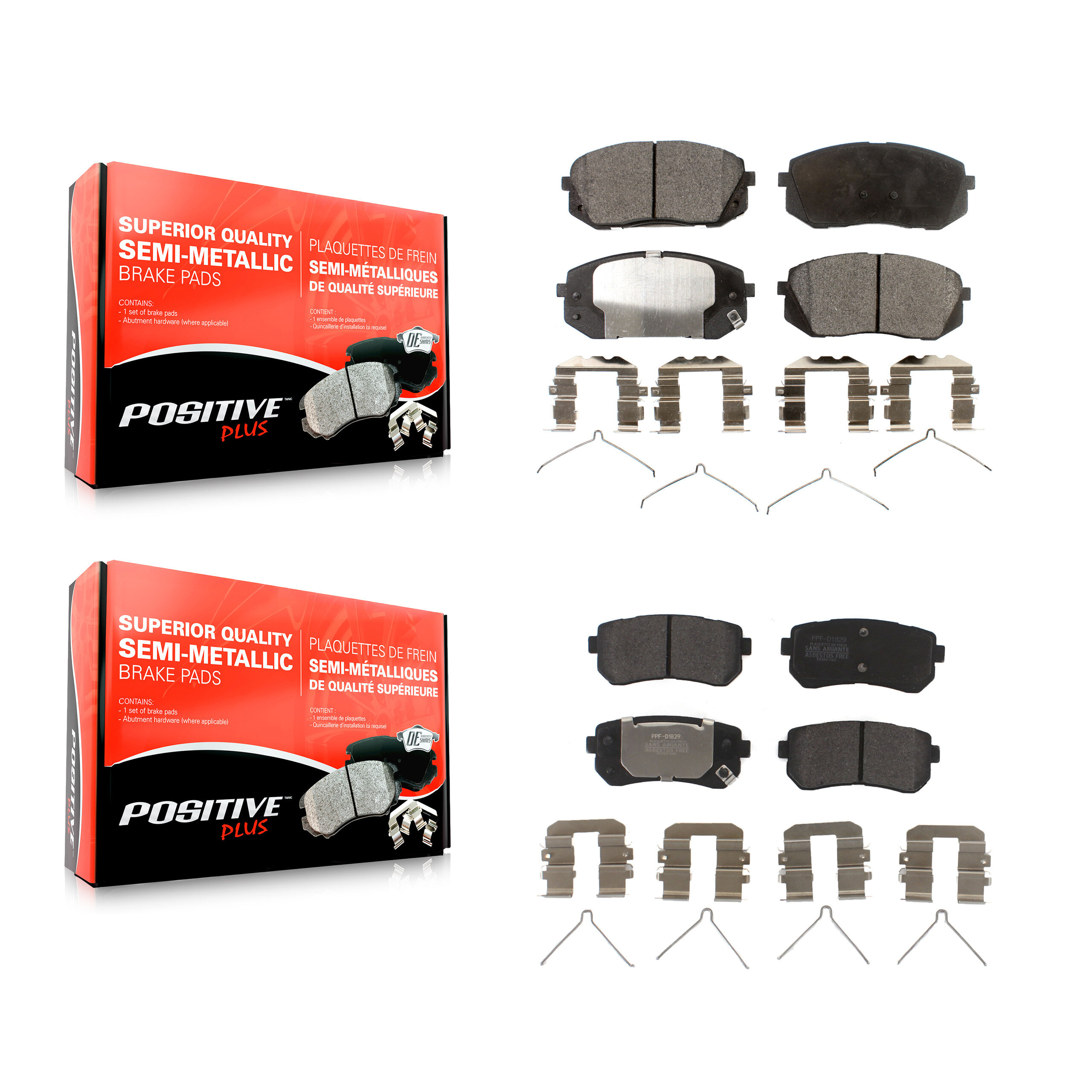 Front Rear Semi-Metallic Brake Pads Kit For Kia Optima Hyundai Sonata KPF-100487