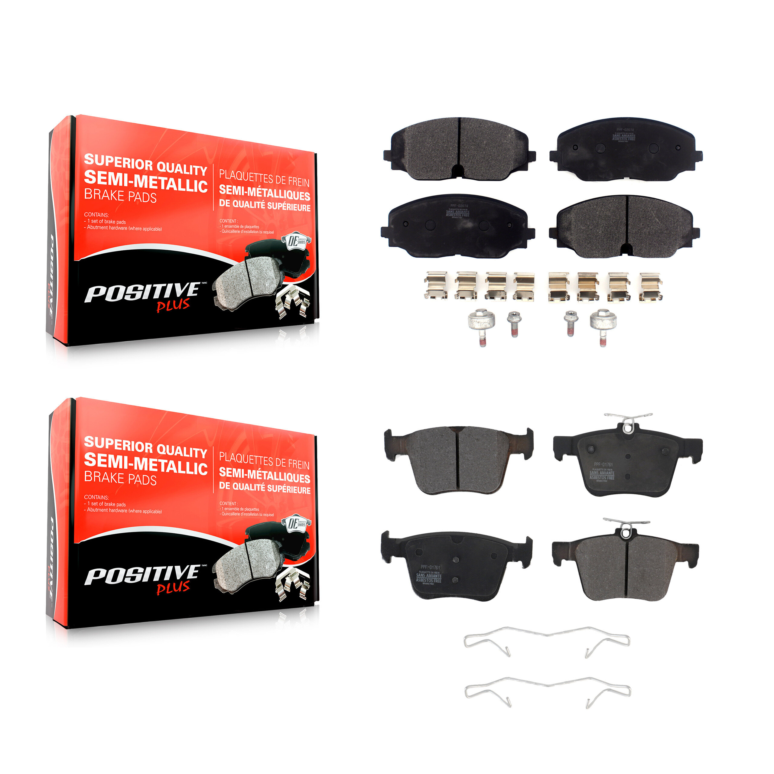 Front Rear Semi-Metallic Brake Pads Kit For Volkswagen Atlas Cross Sport KPF-100539
