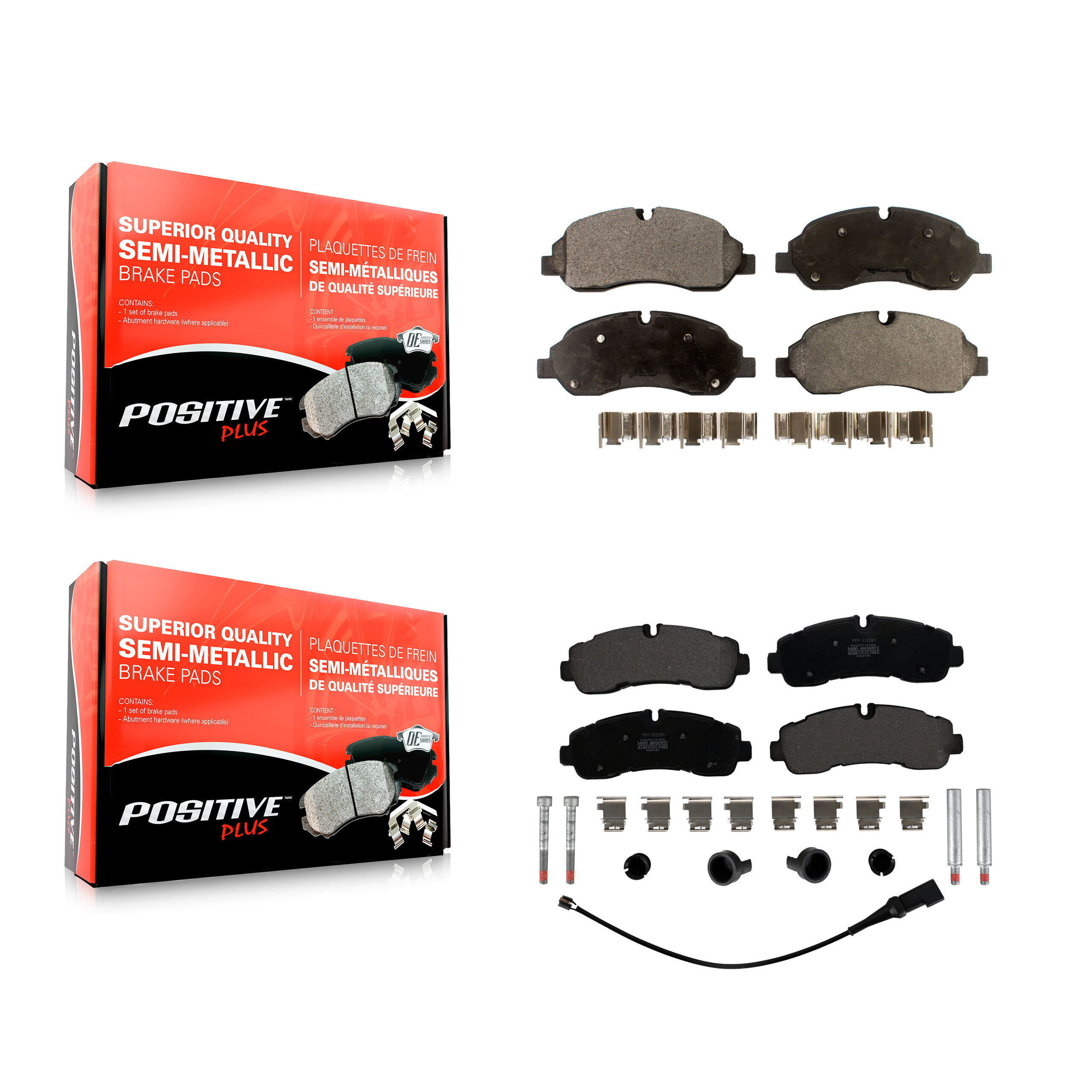 Front Rear Semi-Metallic Brake Pad Kit For 20 Ford Transit-350 Without 4600 Lb Axle KPF-100674
