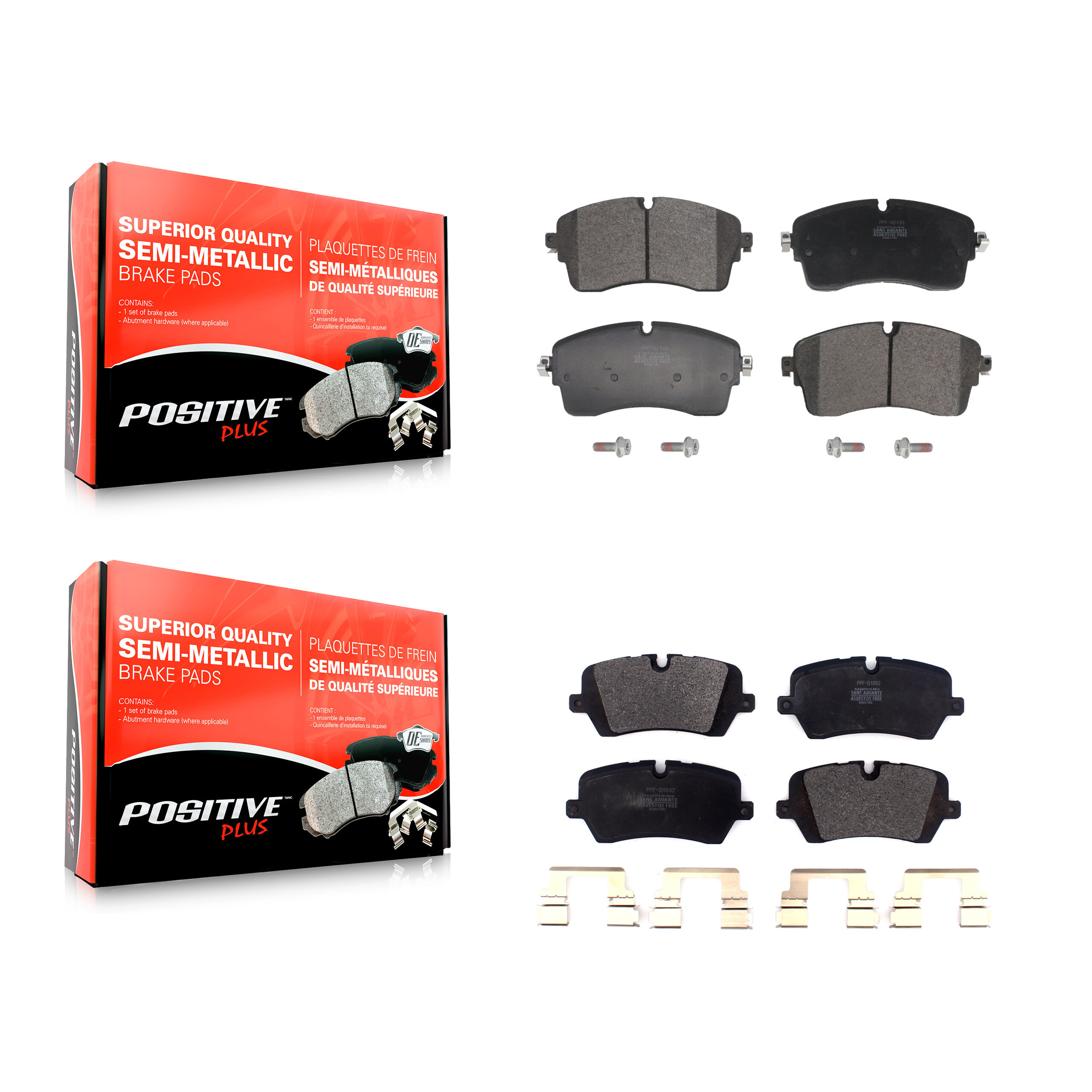 Front Rear Semi-Metallic Brake Pads Kit For Land Rover Discovery Range KPF-100733