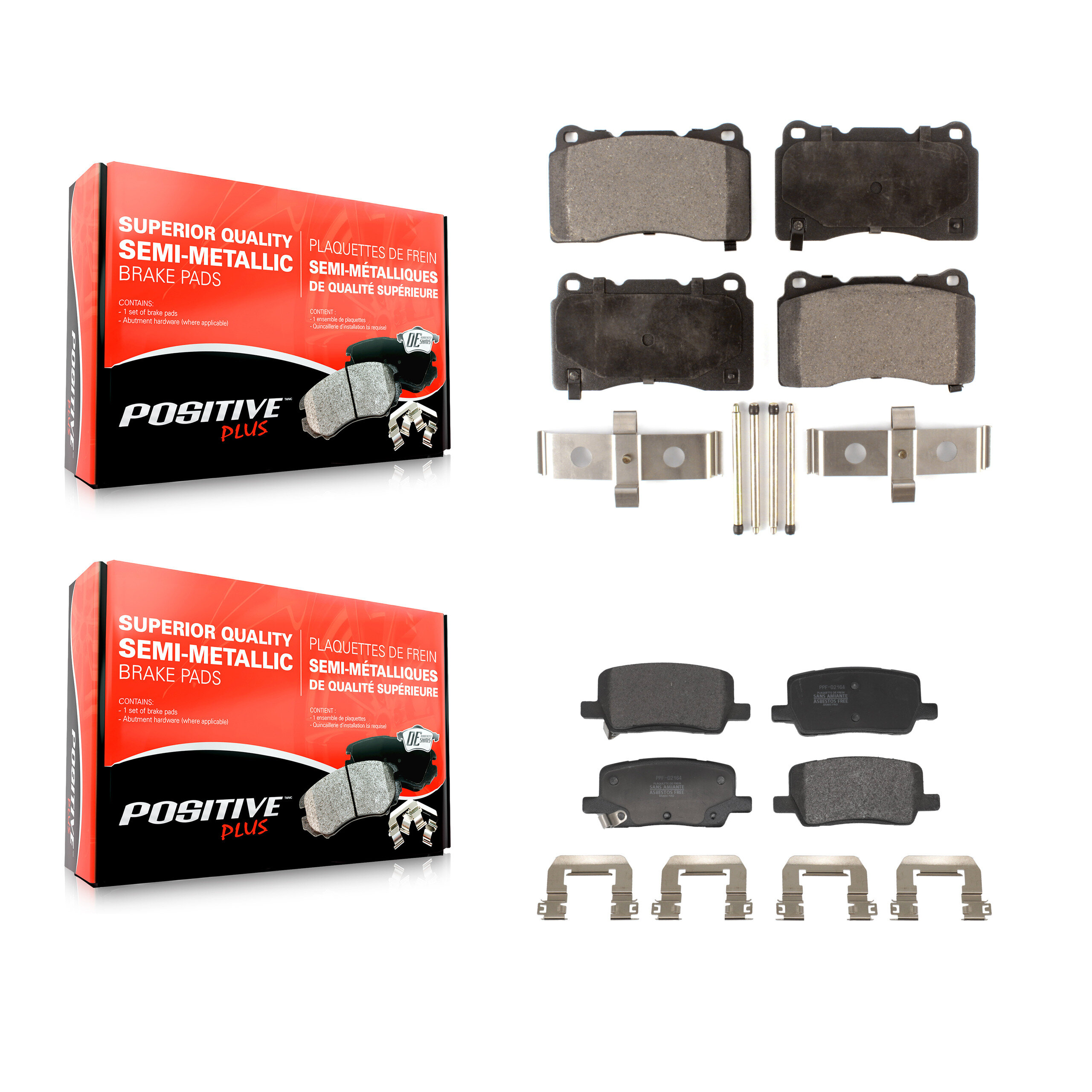 Front Rear Semi-Metallic Brake Pads Kit For Tesla X S With Single Piston Caliper KPF-100739