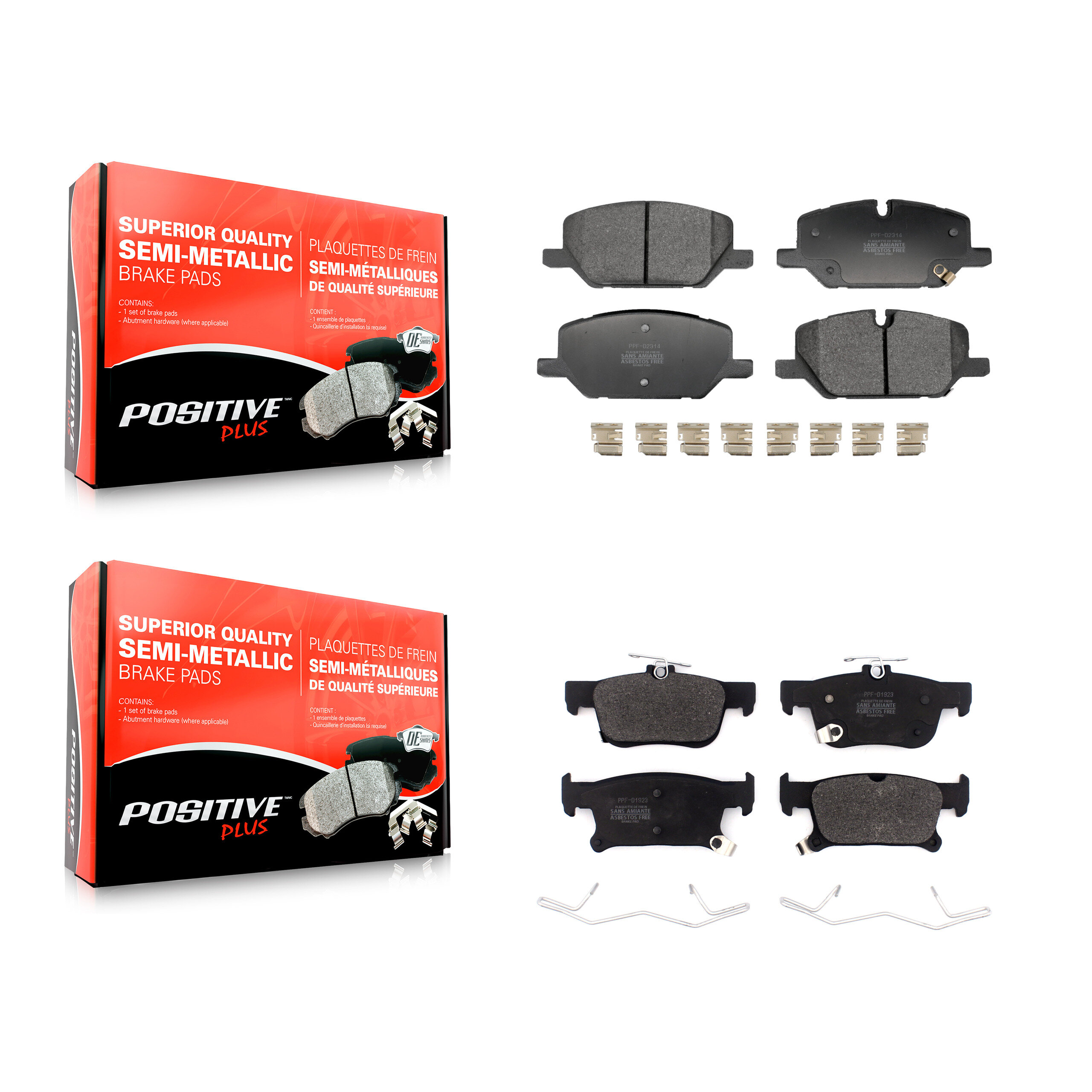 Front Rear Semi-Metallic Brake Pad Kit For 20 Buick Envision From Chassis VIN # LS723983 KPF-100786