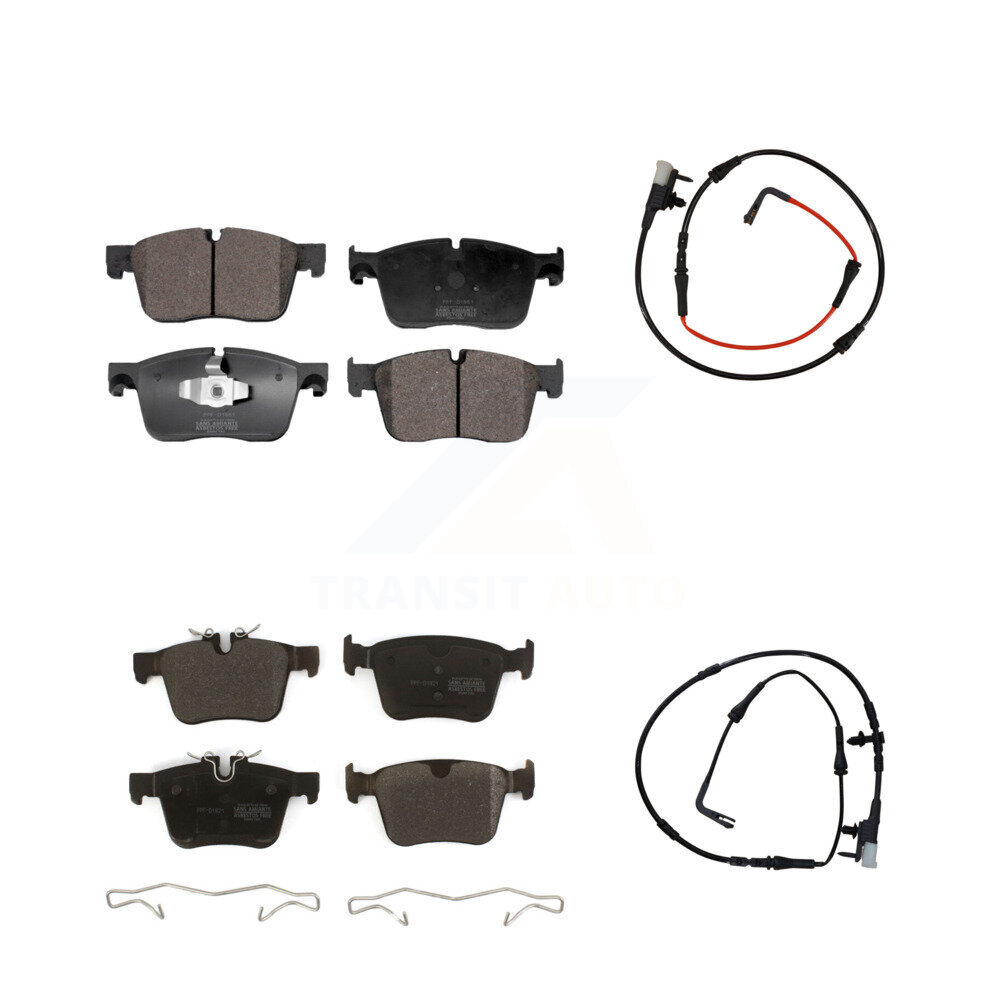 Front Rear Semi-Metallic Disc Brake Pads And Wear Sensors Kit For Jaguar XE KPW-100007