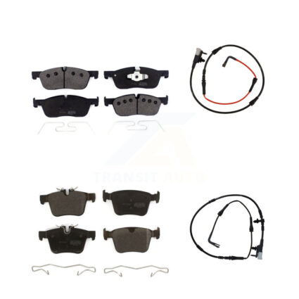 Front Rear Semi-Metallic Disc Brake Pads And Wear Sensors Kit For Jaguar XE KPW-100008