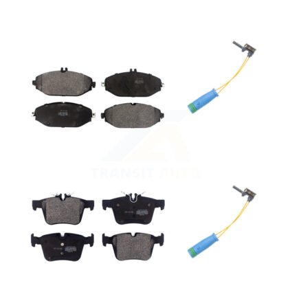 Front Rear Semi-Metallic Disc Brake Pads And Wear Sensors Kit For Mercedes-Benz C300 KPW-100024