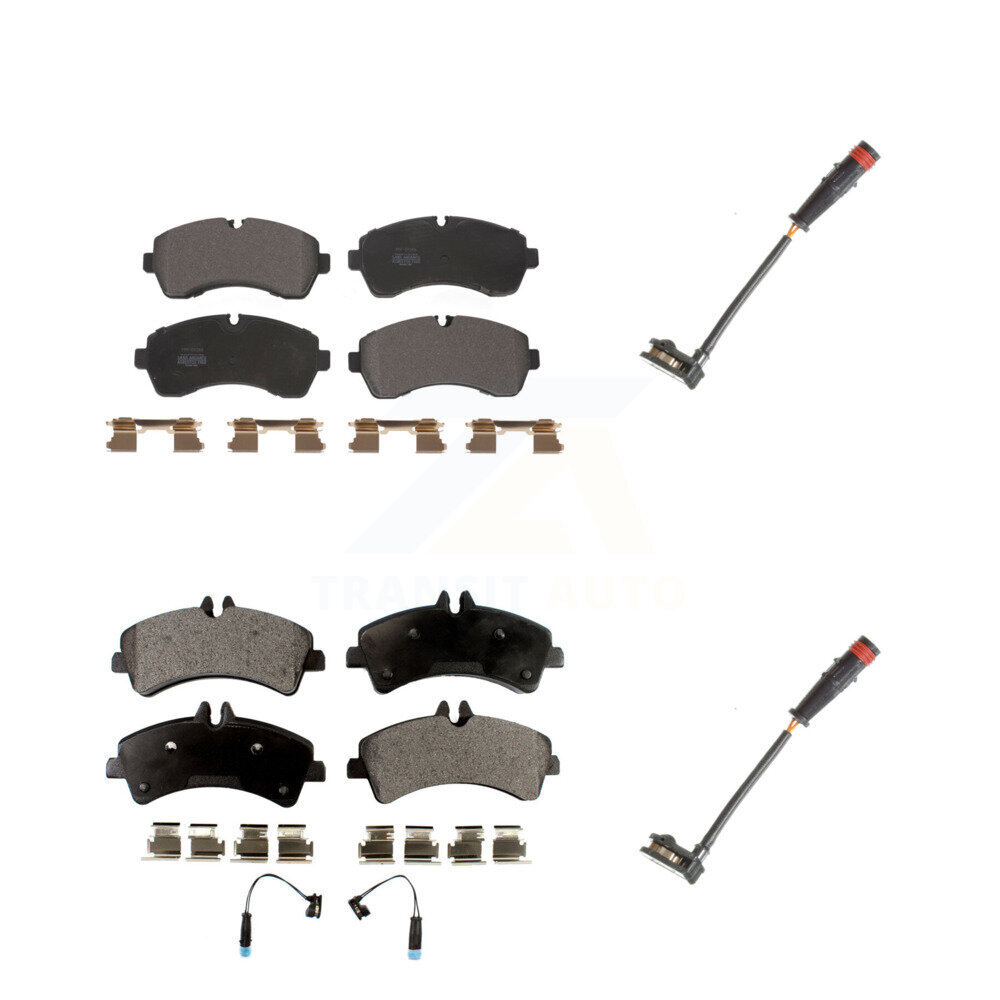 Front Rear Semi-Metallic Brake Pads Extra Wear Sensor Kit For 09 Dodge Sprinter 3500 3.0L KPW-100124