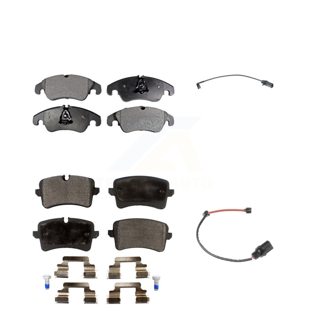 Front Rear Semi-Metallic Disc Brake Pads And Wear Sensors Kit For 2012 Audi A6 KPW-100152