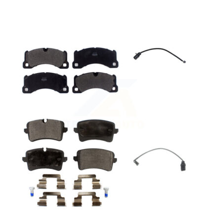 Front Rear Semi-Metallic Disc Brake Pads And Wear Sensors Kit For 2017 Porsche Macan 2.0L KPW-100162