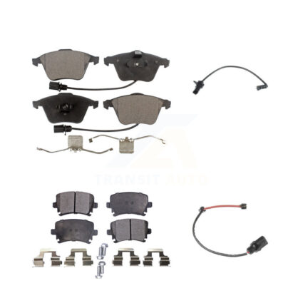 Front Rear Semi-Metallic Disc Brake Pads And Extra Wear Sensors Kit For 2011 Audi A6 KPW-100169