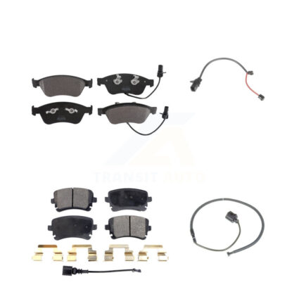 Front Rear Semi-Metallic Disc Brake Pads And Extra Wear Sensors Kit For 2011 Audi S6 5.2L KPW-100170