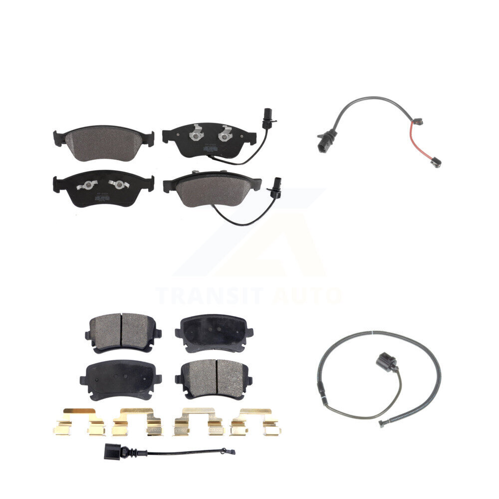 Front Rear Semi-Metallic Disc Brake Pads And Extra Wear Sensors Kit For 2011 Audi S6 5.2L KPW-100170