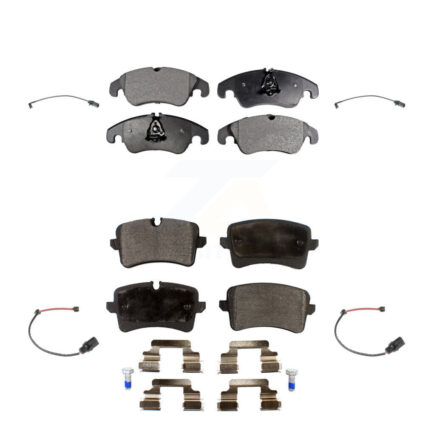 Front Rear Semi-Metallic Disc Brake Pads And Wear Sensors Kit For 2012 Audi A6 KPW-100228