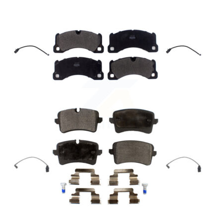 Front Rear Semi-Metallic Disc Brake Pads And Wear Sensors Kit For 2017 Porsche Macan 2.0L KPW-100232