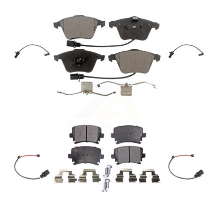 Front Rear Semi-Metallic Disc Brake Pads And Extra Wear Sensors Kit For 2011 Audi A6 KPW-100234