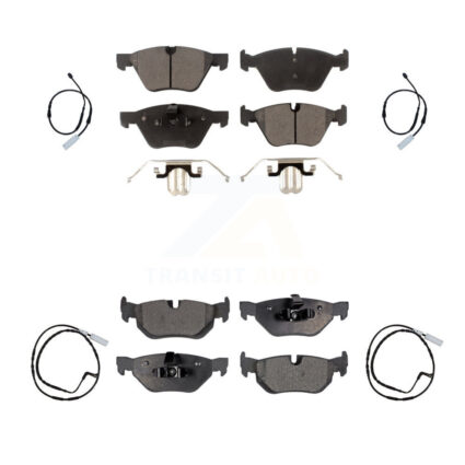 Front Rear Semi-Metallic Disc Brake Pads And Wear Sensors Kit For BMW 128i 3.0L KPW-100265