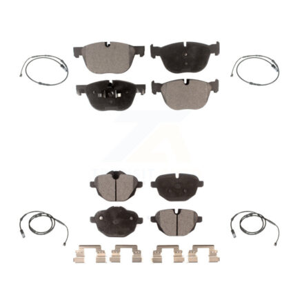 Front Rear Semi-Metallic Disc Brake Pads And Wear Sensors Kit For 2017 BMW X4 M40i KPW-100311