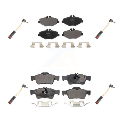 Front Rear Semi-Metallic Disc Brake Pads And Wear Sensors Kit For Mercedes-Benz E350 RWD KPW-100365